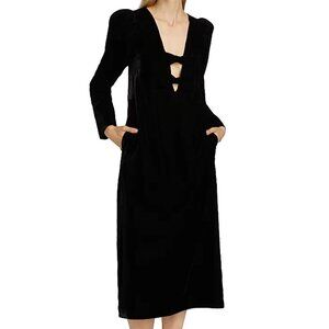 Sea* TASHI DRESS * Plush Velvet Cut-Out V-Neck Adorned with Applied Bows